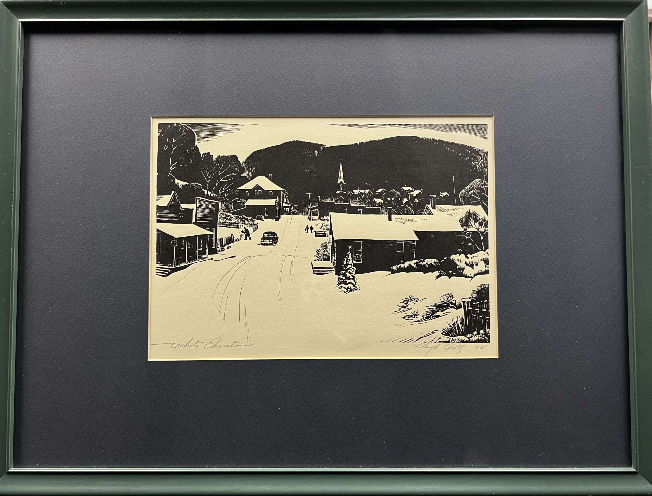 Lloyd Foltz Artwork for Sale Woodblock White Christmas