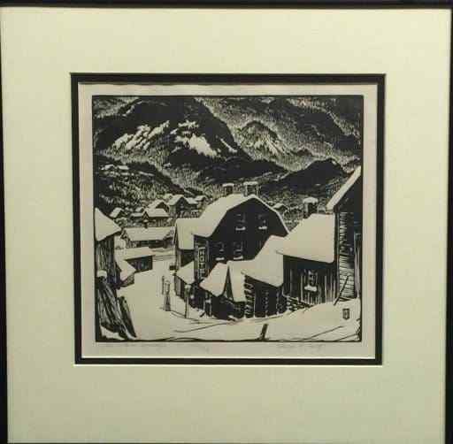 Lloyd Foltz Prairie Print Maker Artwork for Sale Woodblock Mountain Village